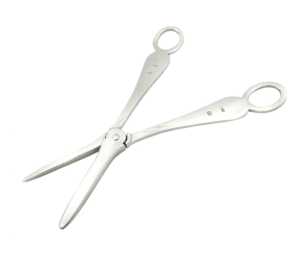 Pair of Antique Victorian Sterling Silver Grape Shears / Scissors in Case 1884 View VIII