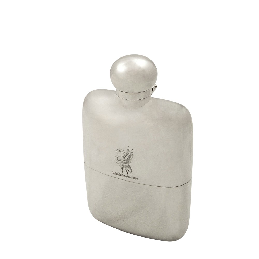 Antique Victorian Sterling Silver Hip Flask with Cup 1894 - Swan