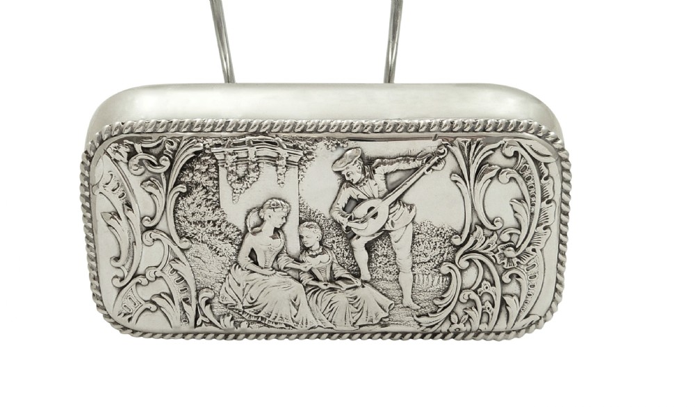 Antique Victorian Sterling Silver Trinket Box 1899 - The Music Lesson View IV