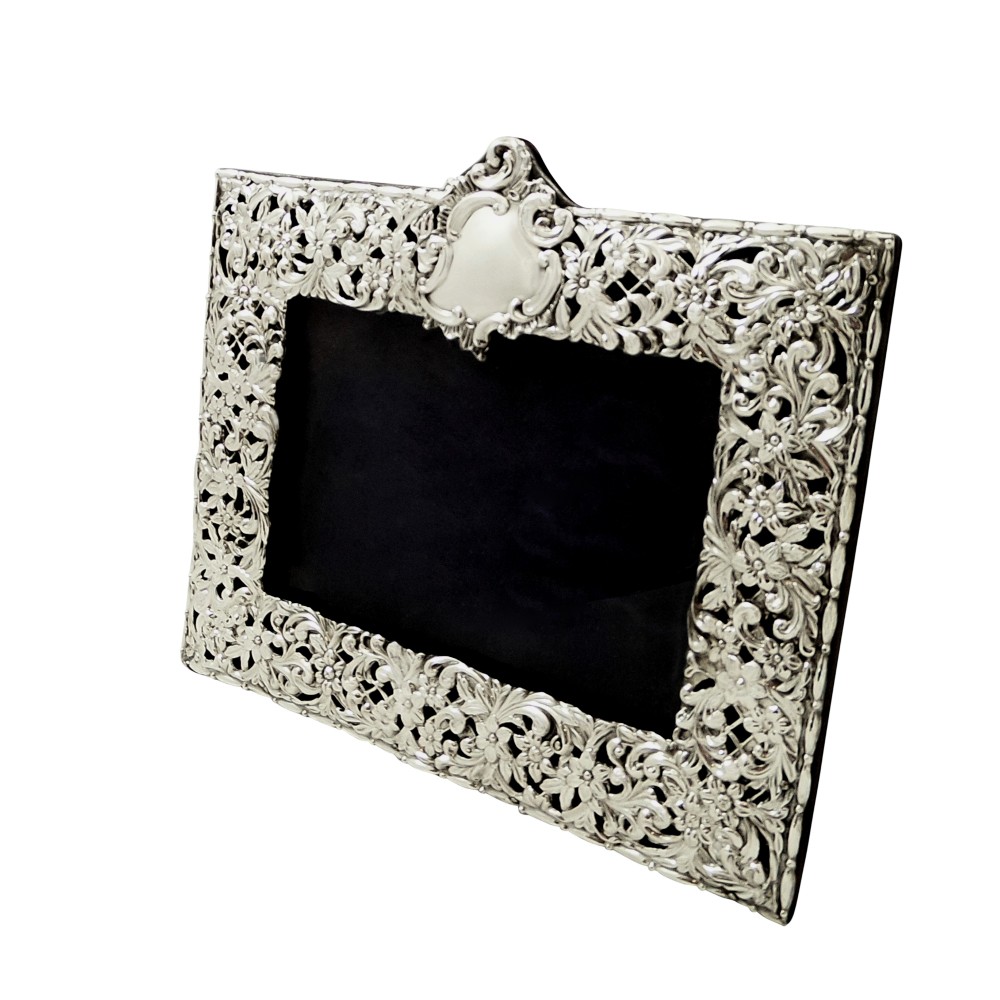 Antique Edwardian Sterling Silver Landscape Photo Frame 1904
