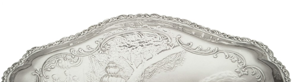 Antique Edwardian Sterling Silver Dressing Tray with Scene 1909 View VIII