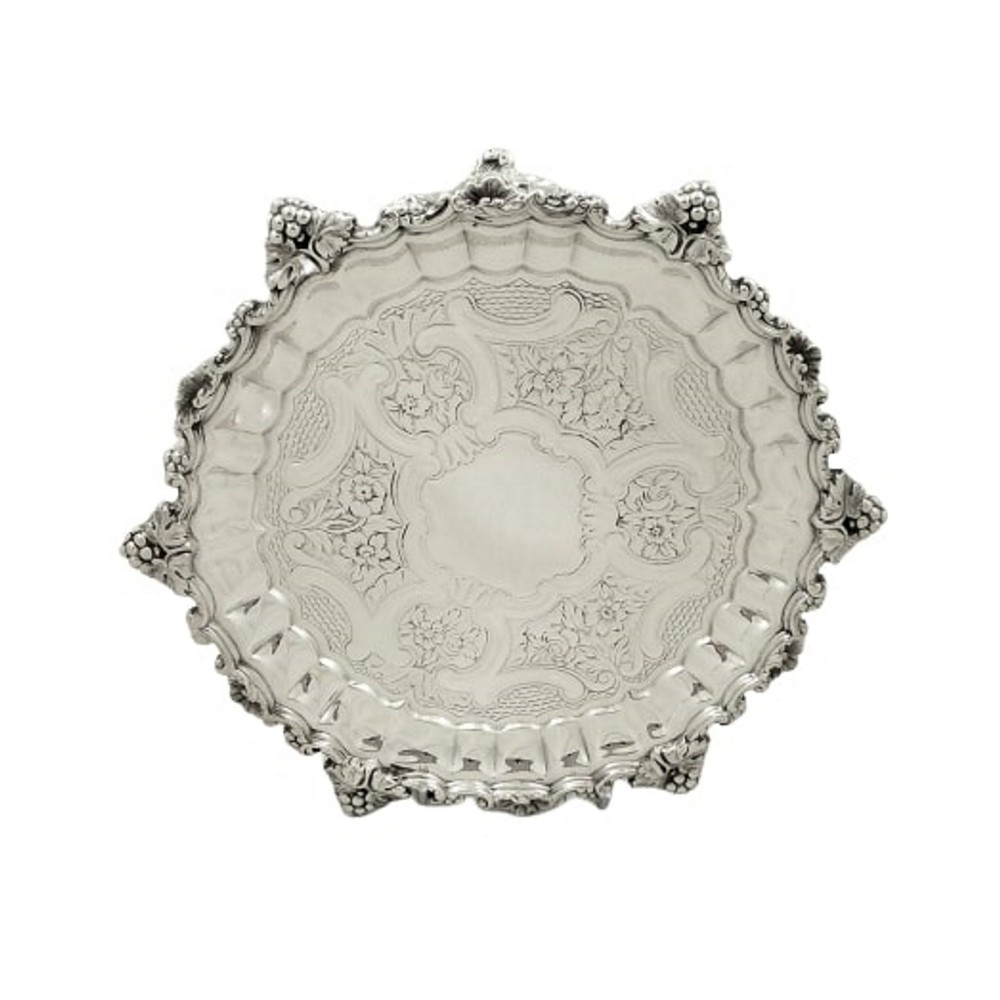 Antique Georgian Scottish Sterling Silver Tray / Waiter 1827