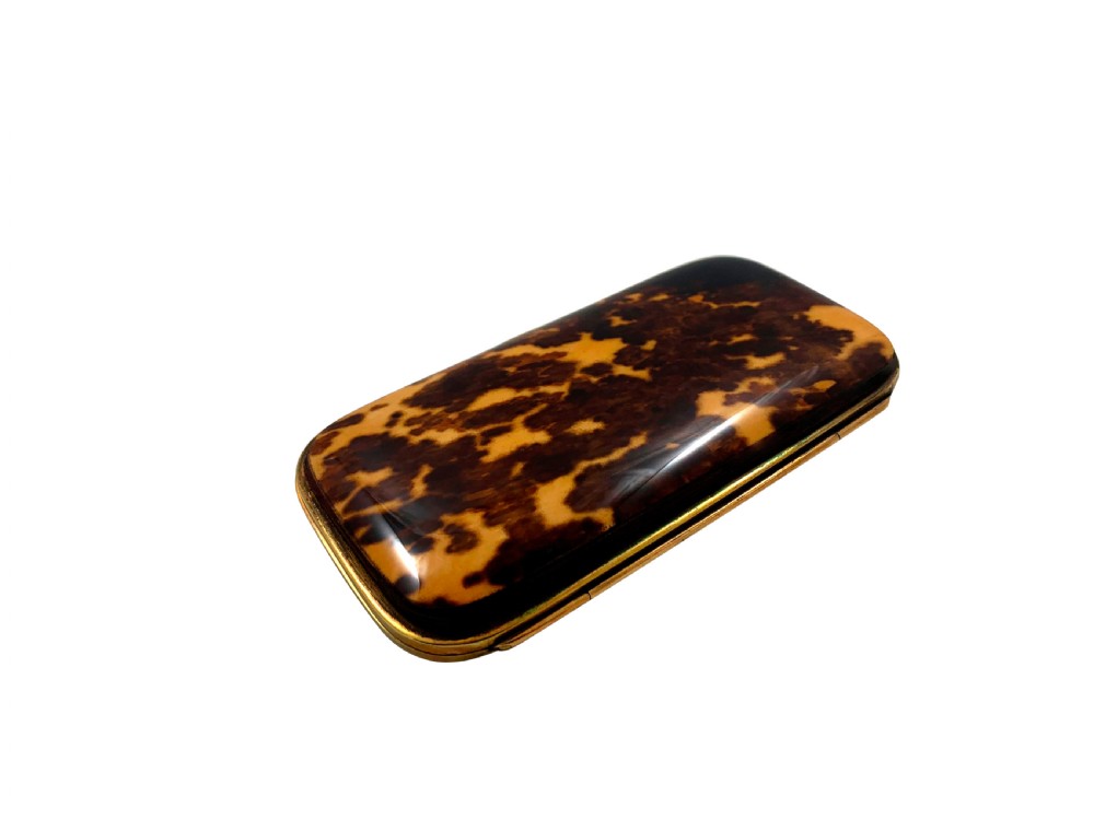 Antique Victorian Tortoiseshell with Silver & Gold Pique Cigar Case c1850 View VIII
