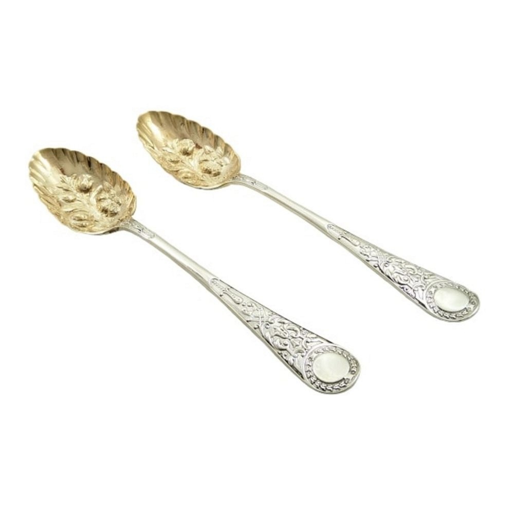 Pair of Antique Victorian Sterling Silver Berry Spoons 1891