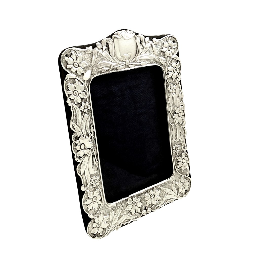 Antique Art Nouveau Sterling Silver Photo Frame 1902