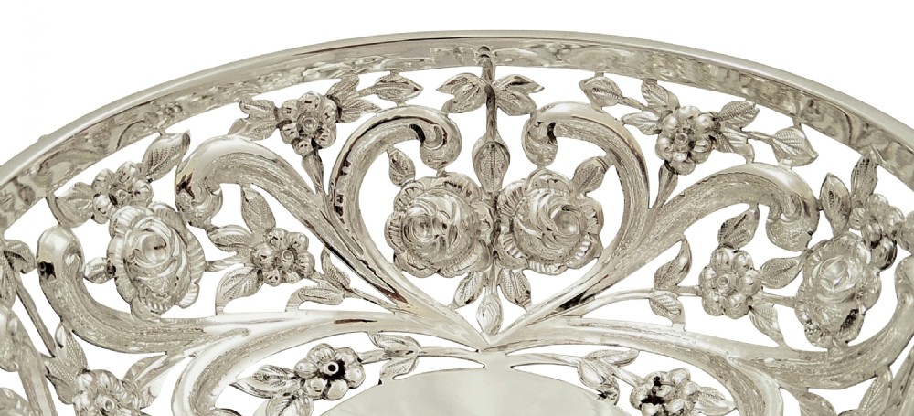 Antique Victorian Sterling Silver Pierced Dish / Basket 1893 View VIII