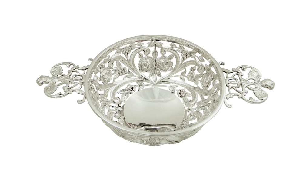Antique Victorian Sterling Silver Pierced Dish / Basket 1893 View X