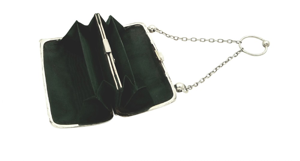 Antique Edwardian Sterling Silver Purse with Scenes 1905 View VII