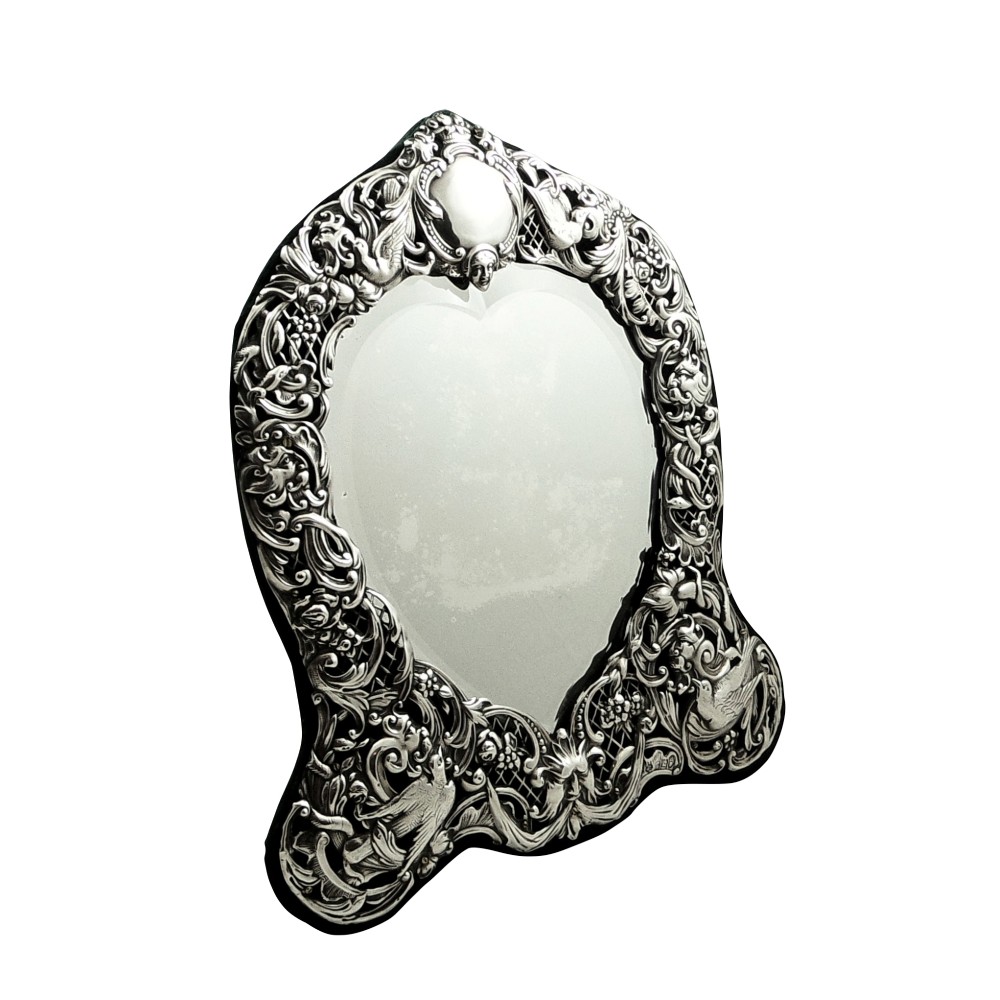 Antique Edwardian Sterling Silver Dressing Mirror 1901