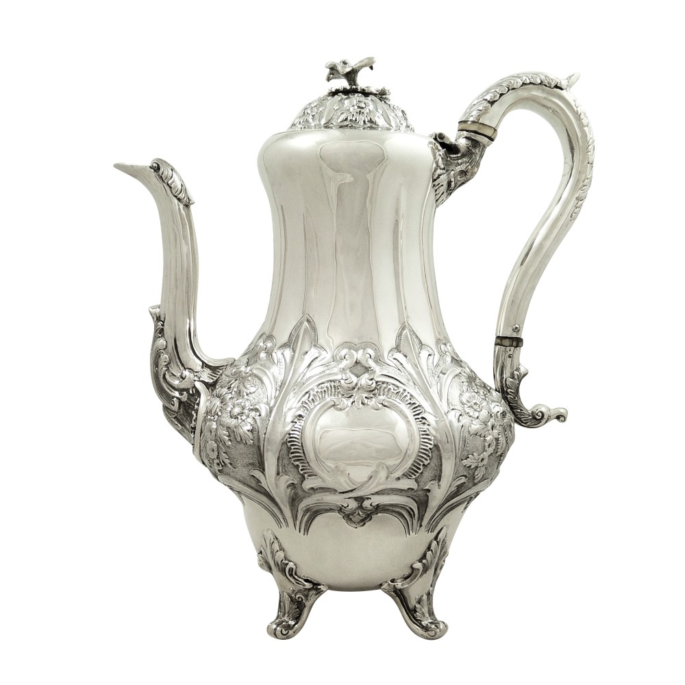 Antique Victorian Sterling Silver 3 Pint Coffee Pot 1853