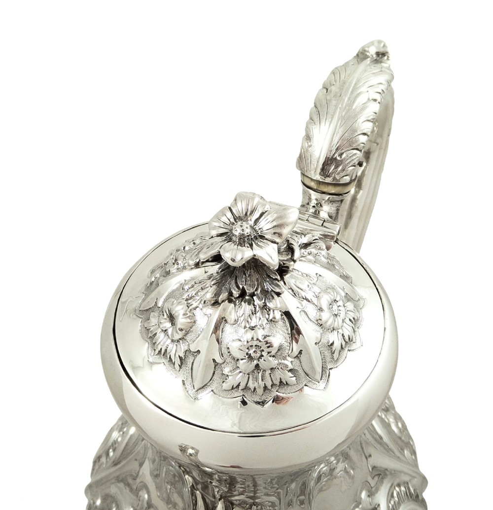Antique Victorian Sterling Silver 3 Pint Coffee Pot 1853 View III