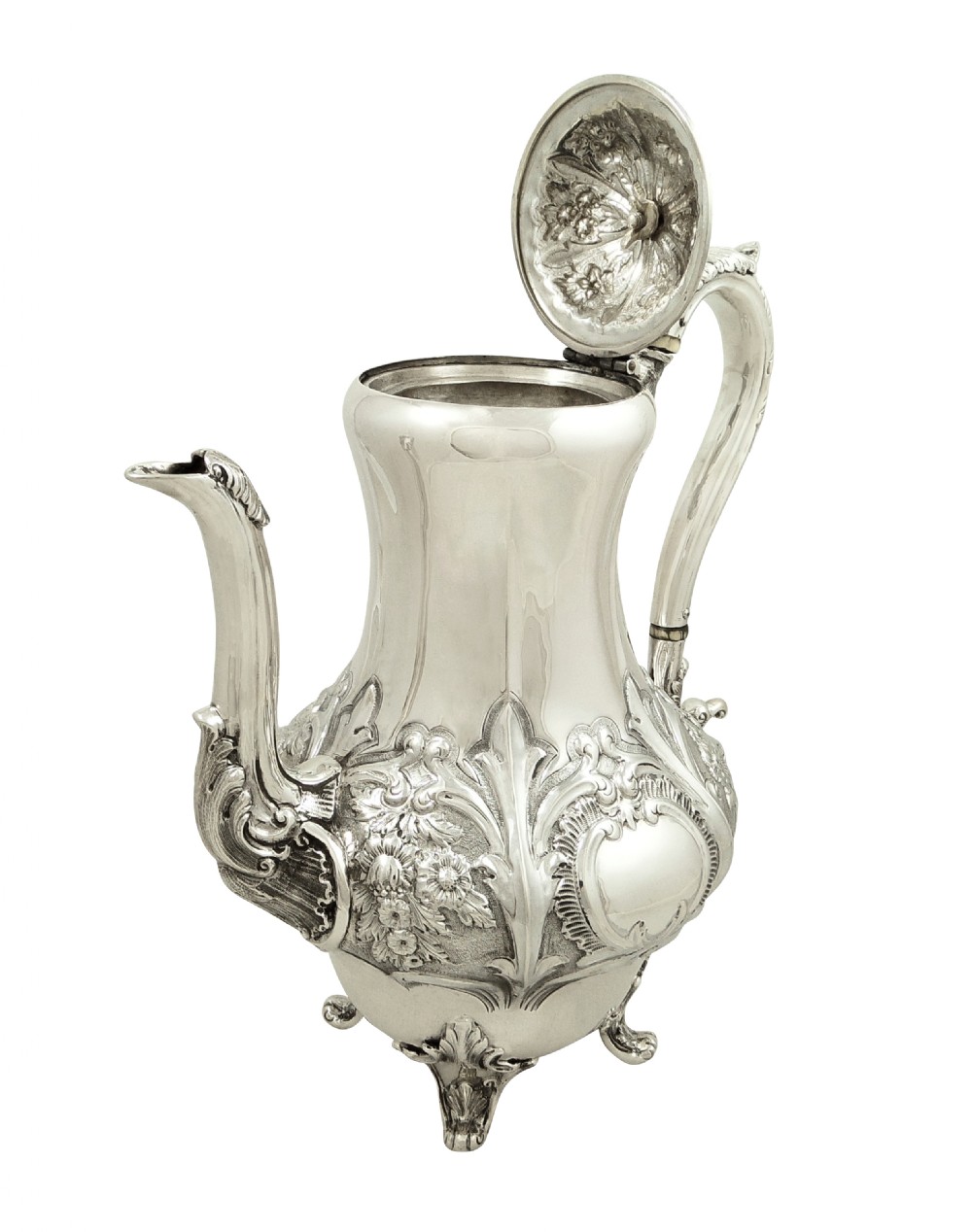 Antique Victorian Sterling Silver 3 Pint Coffee Pot 1853 View VIII