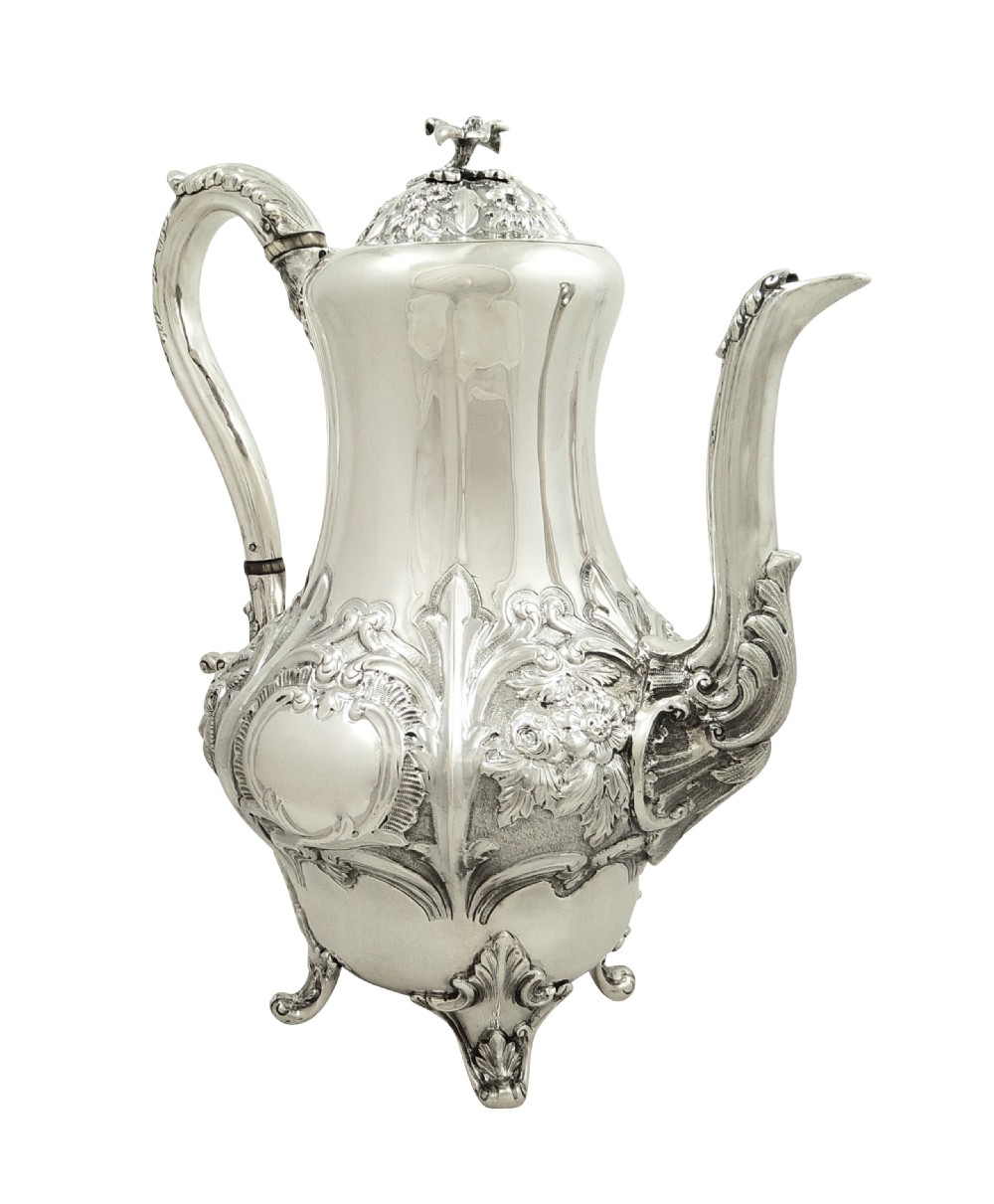 Antique Victorian Sterling Silver 3 Pint Coffee Pot 1853 View XI
