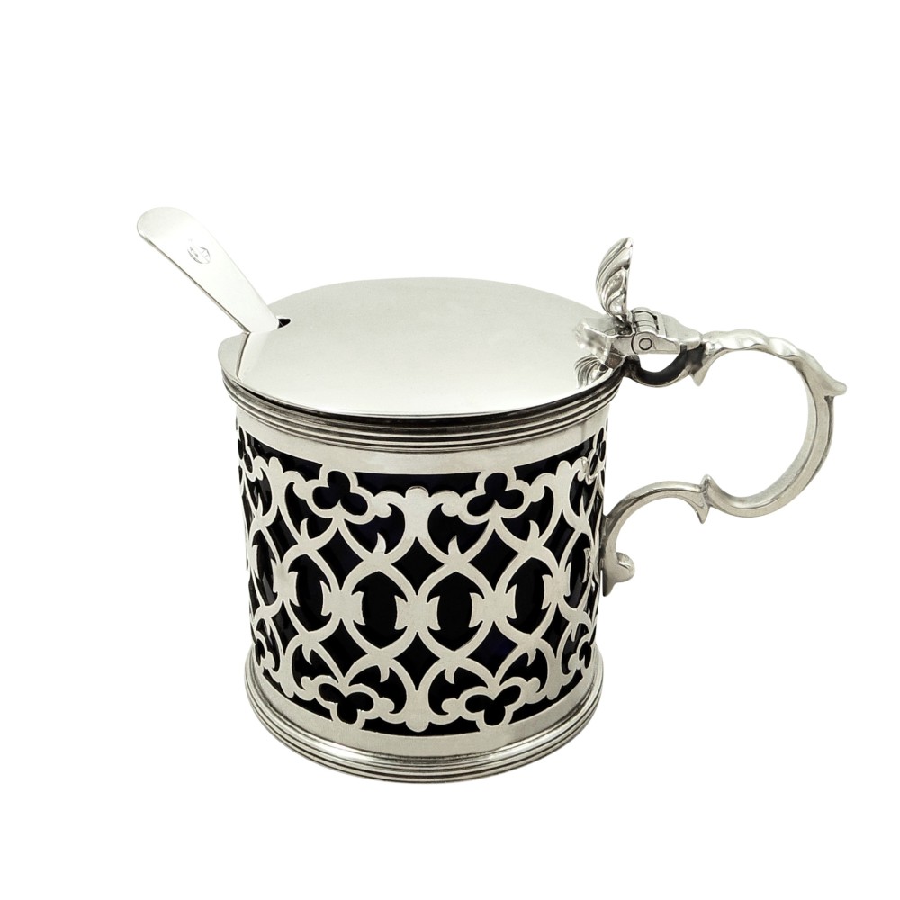Antique Victorian Sterling Silver Mustard Pot 1899