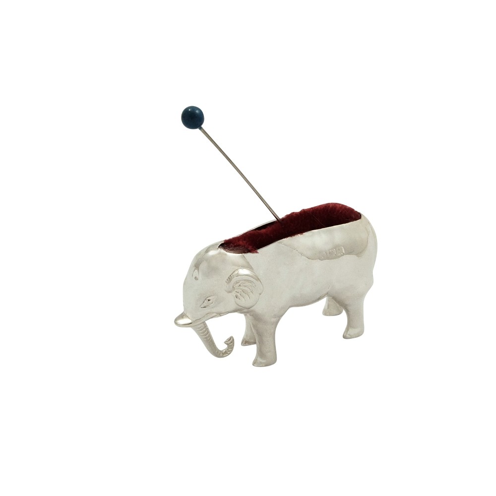 Antique Edwardian Sterling Silver Elephant Pin Cushion 1905