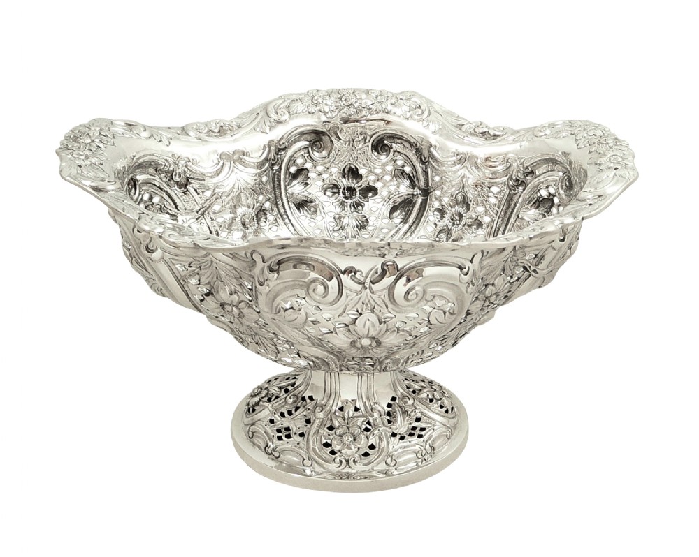 Antique Victorian Sterling Silver Pierced Bowl / Dish 1892 View IV