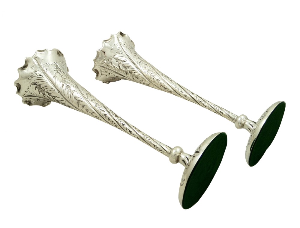 Pair of Antique Victorian Sterling Silver 9 1/2