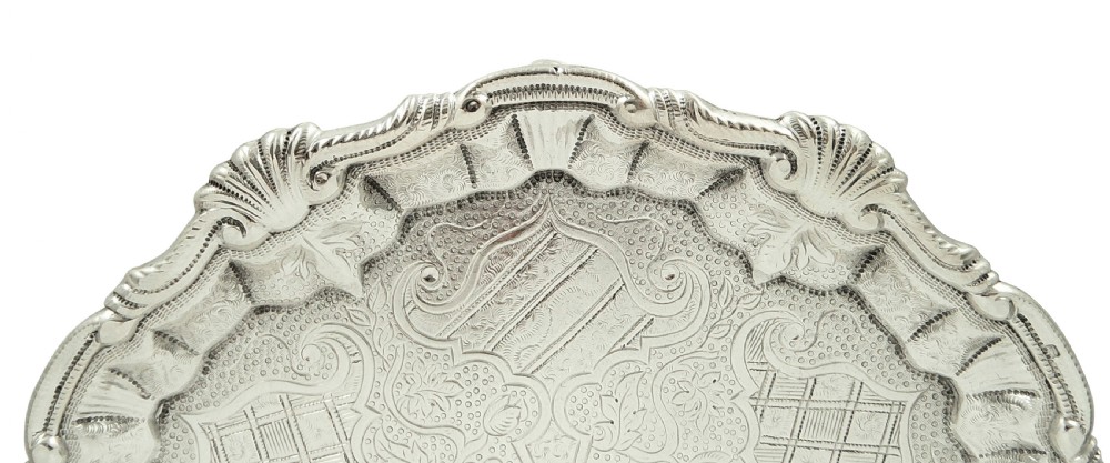 Antique Georgian Sterling Silver Card Tray 1755 View III
