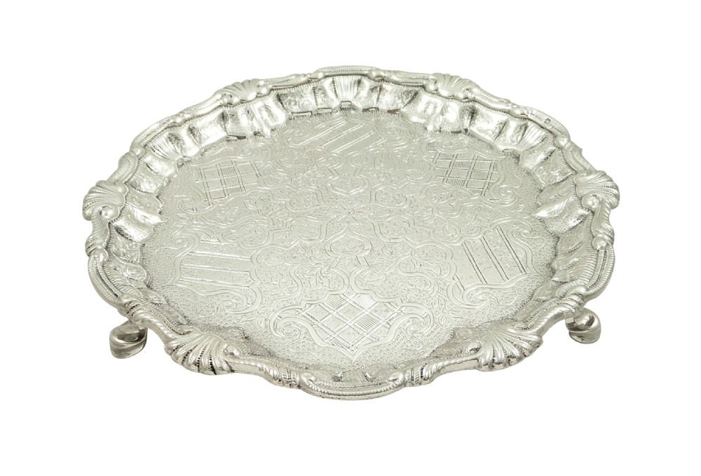Antique Georgian Sterling Silver Card Tray 1755 View V