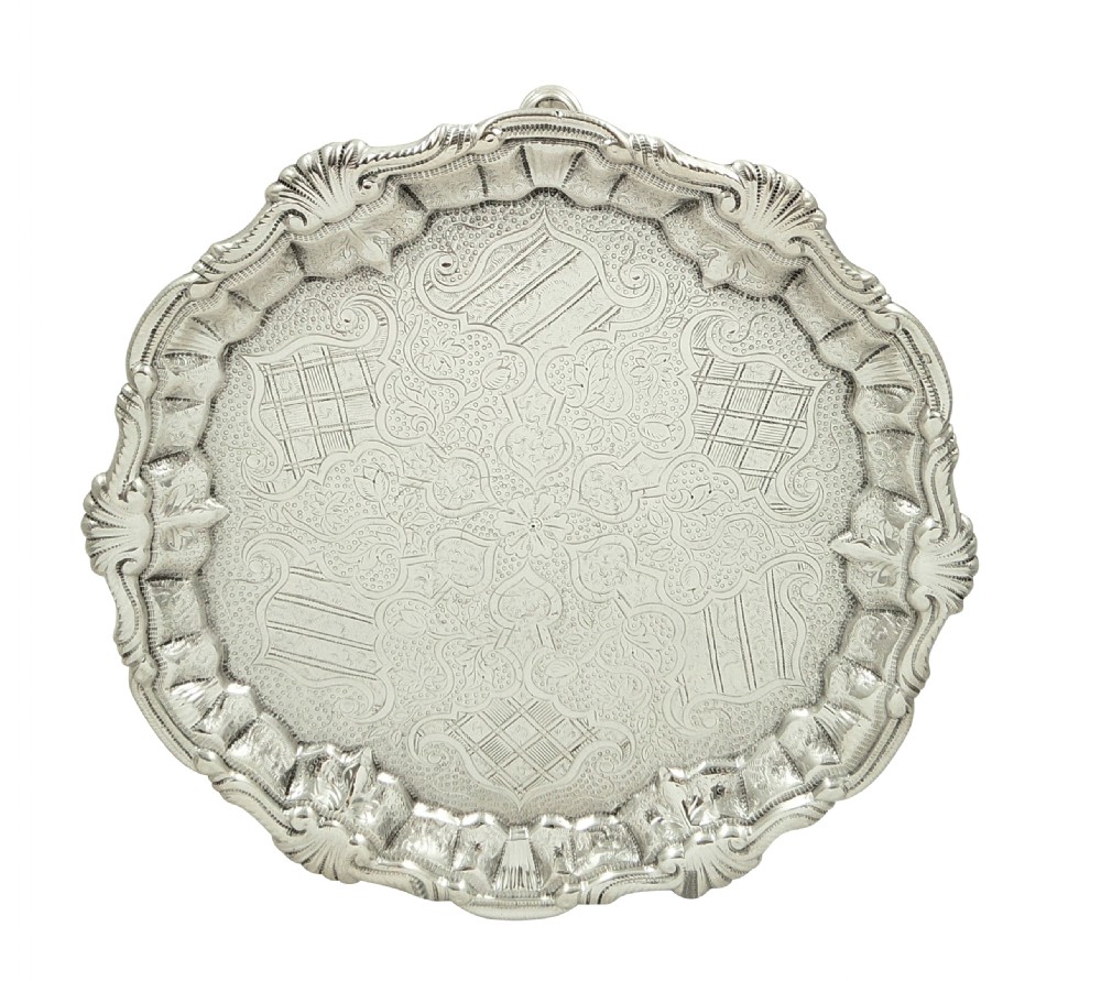 Antique Georgian Sterling Silver Card Tray 1755 View IX