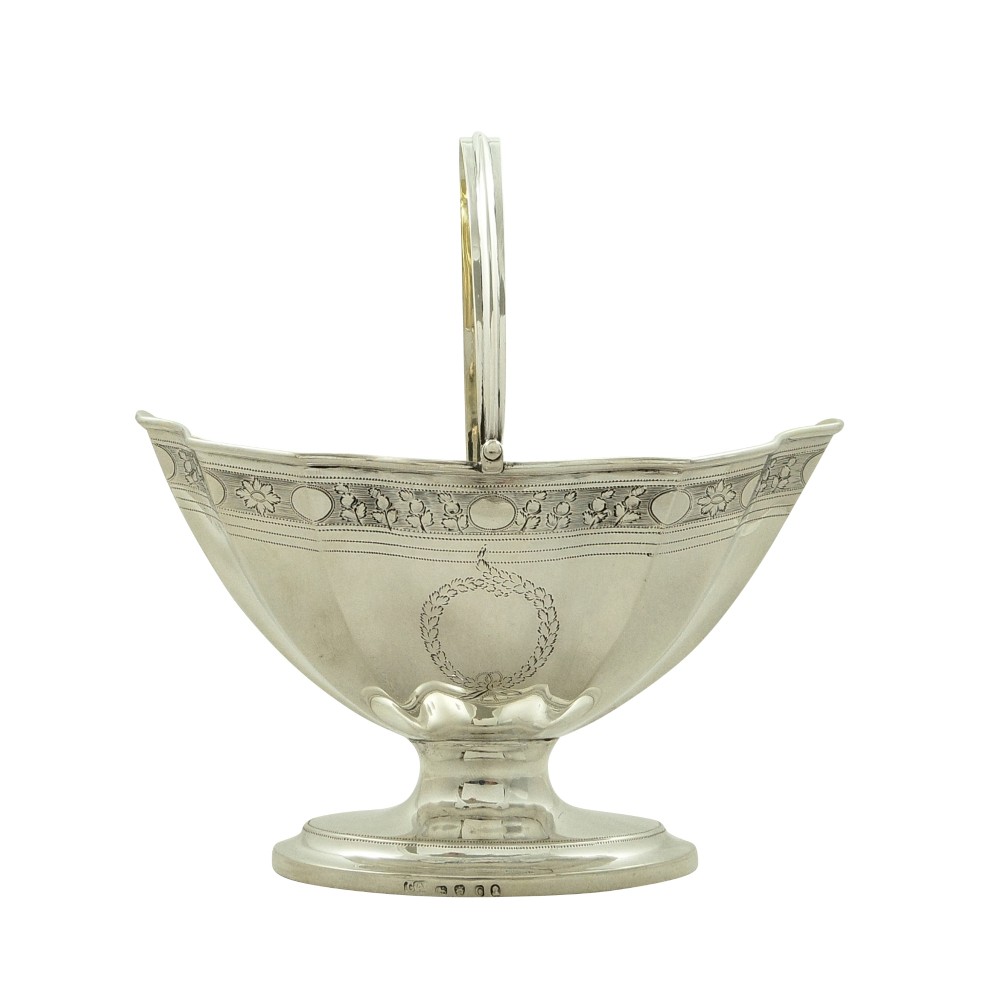 Antique Georgian Sterling Silver Sugar Basket / Bowl 1798
