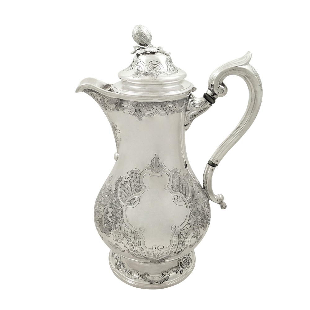 Antique Scottish Victorian Sterling Silver 3 Pint Coffee Pot 1862 - Edinburgh