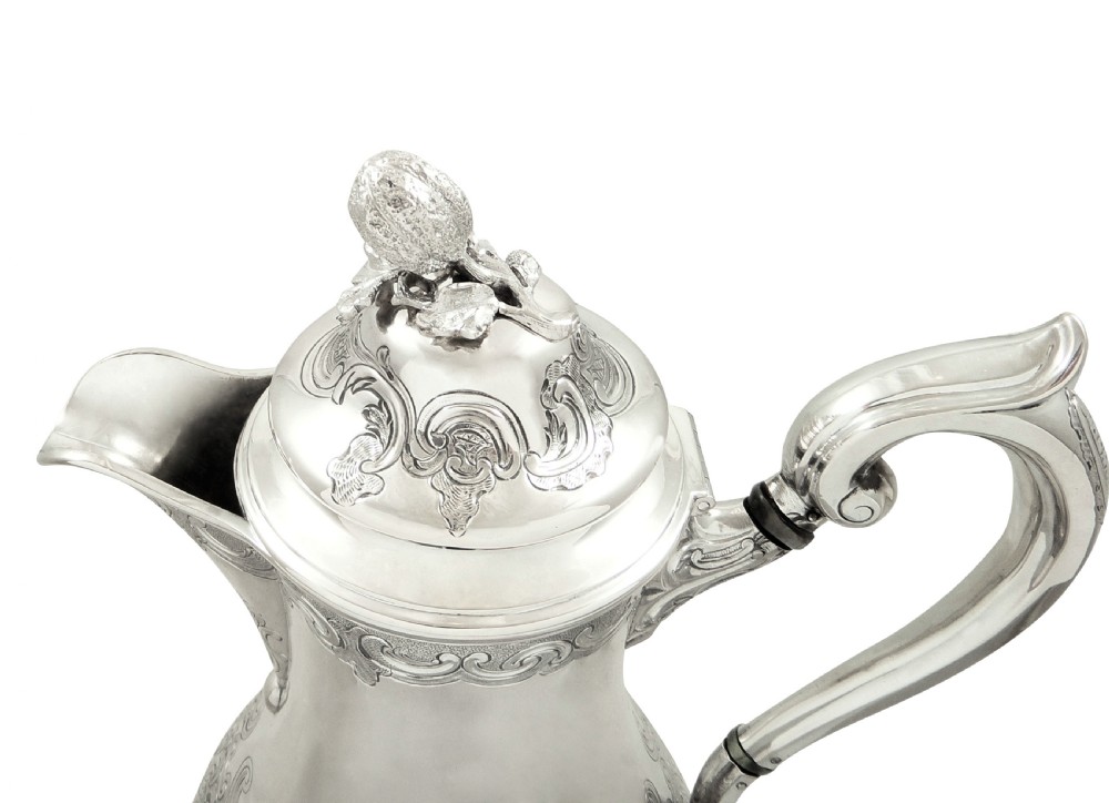 Antique Scottish Victorian Sterling Silver 3 Pint Coffee Pot 1862 - Edinburgh View IV