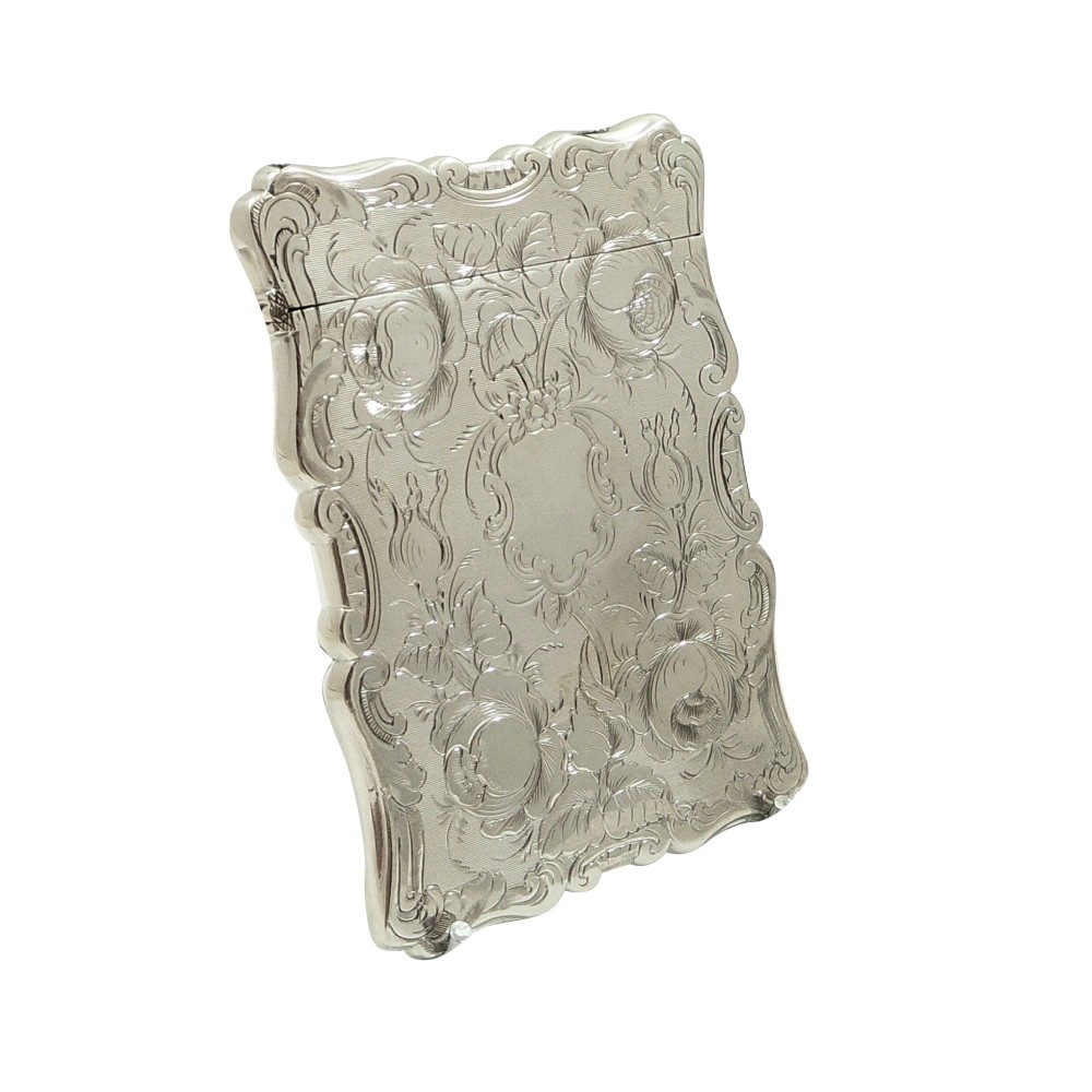 Antique Victorian Sterling Silver Nathaniel Mills Card Case 1854