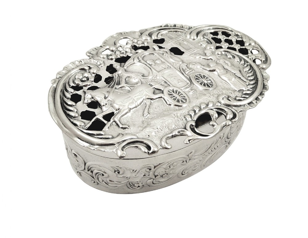 Antique Edwardian Sterling Silver Marriage / Wedding Box 1907 View IV