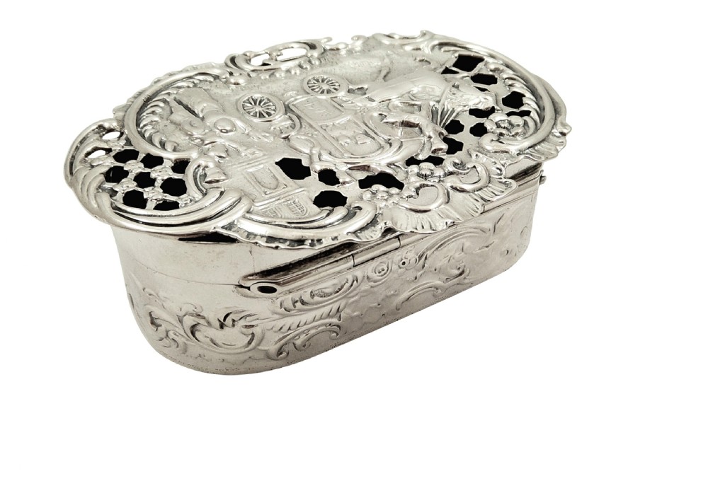 Antique Edwardian Sterling Silver Marriage / Wedding Box 1907 View V