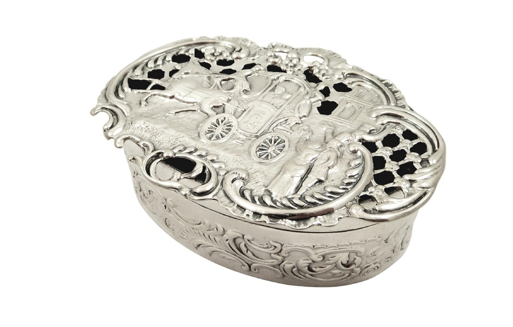 Antique Edwardian Sterling Silver Marriage / Wedding Box 1907 View VIII