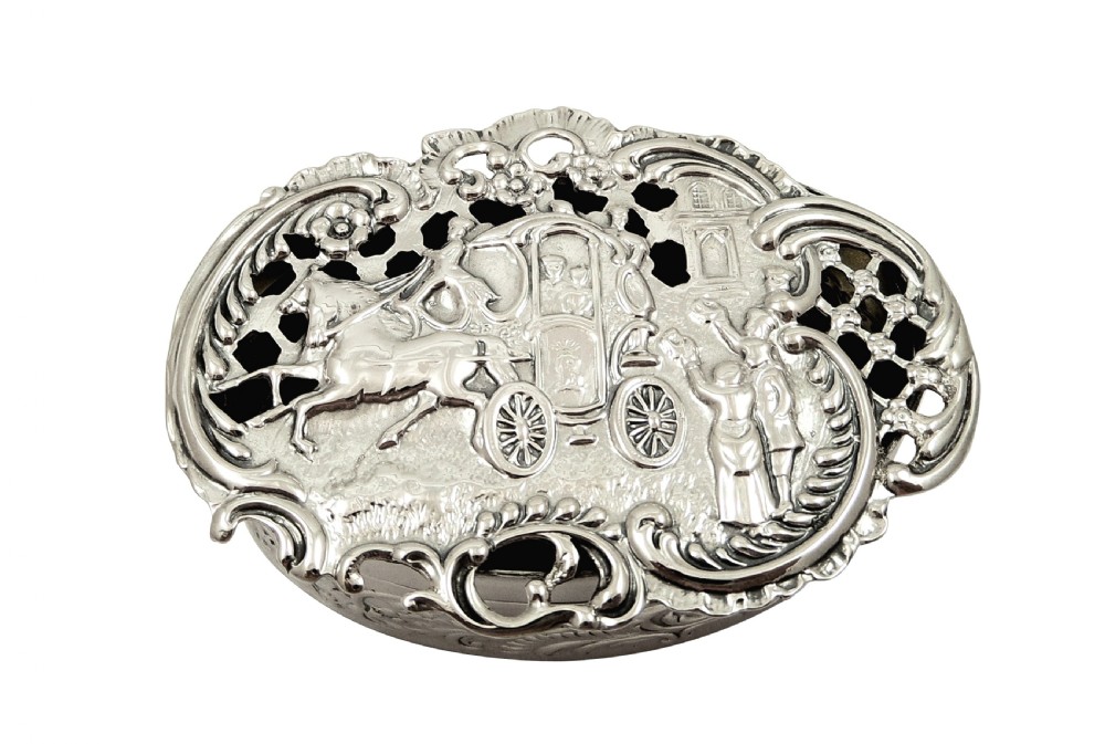 Antique Edwardian Sterling Silver Marriage / Wedding Box 1907 View X