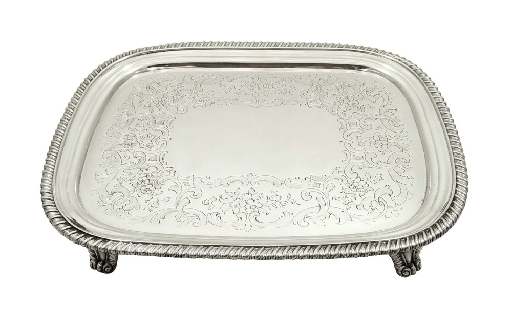 Antique Georgian Sterling Silver Tray / Salver 1818 View V