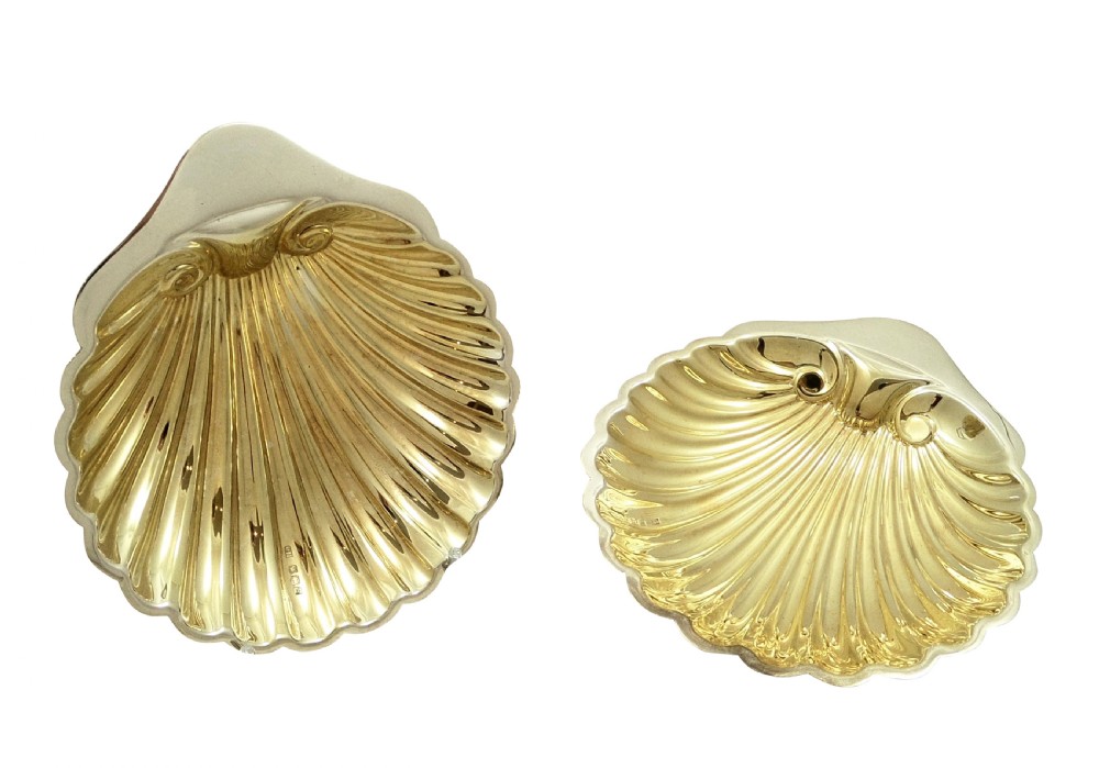 Pair of Antique Sterling Silver Shell Butter Dishes in Case 1919 View VII