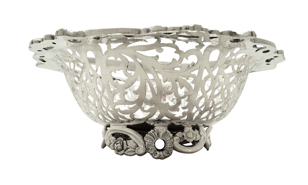 Antique Victorian Sterling Silver Basket 1900 View V