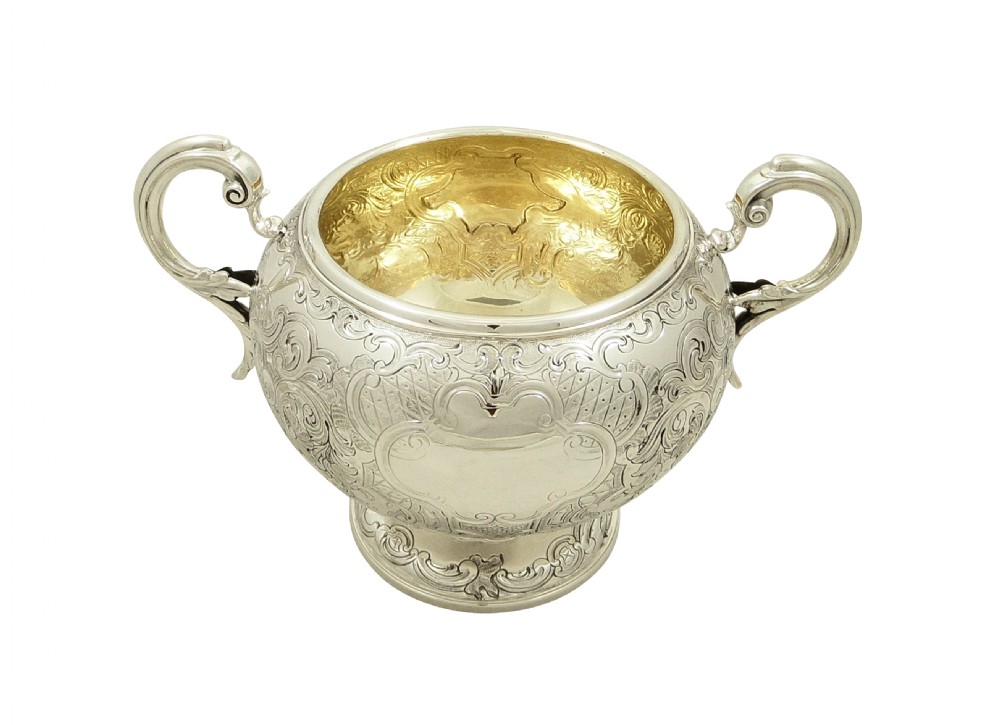 Antique Scottish Victorian Sterling Silver 2 Handle Bowl 1862 View VI