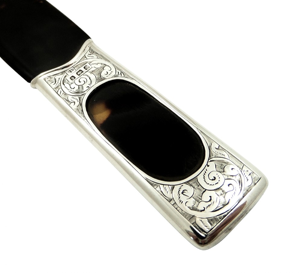 Antique Edwardian Sterling Silver & Tortoiseshell Page Turner / Paper Knife 1905 View IV
