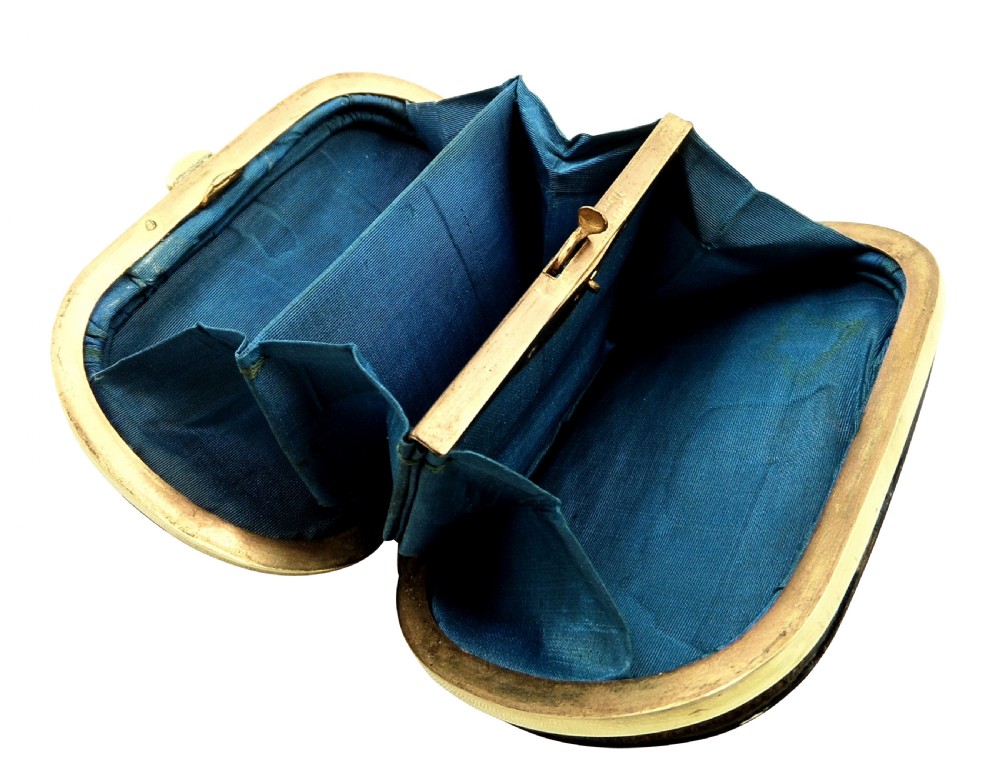 Antique French Tortoiseshell with Gold Pique Coin Purse & Aide Memoire in Case c1850 View V