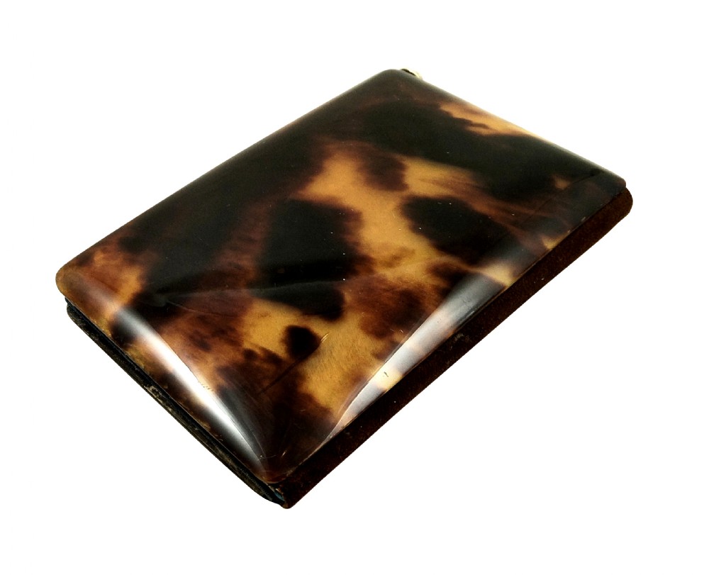 Antique French Tortoiseshell with Gold Pique Coin Purse & Aide Memoire in Case c1850 View VI