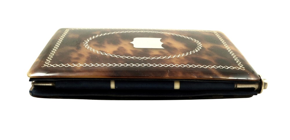 Antique French Tortoiseshell with Gold Pique Coin Purse & Aide Memoire in Case c1850 View VII