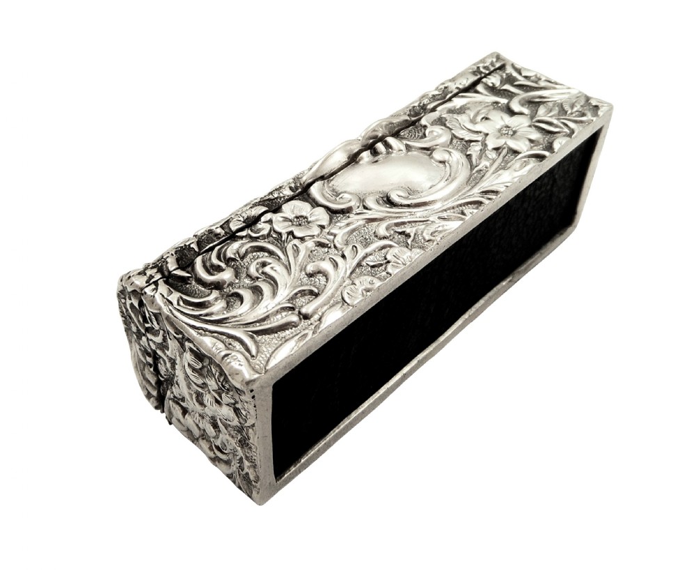 Antique Victorian Sterling Silver Ring Box 1893 View VII
