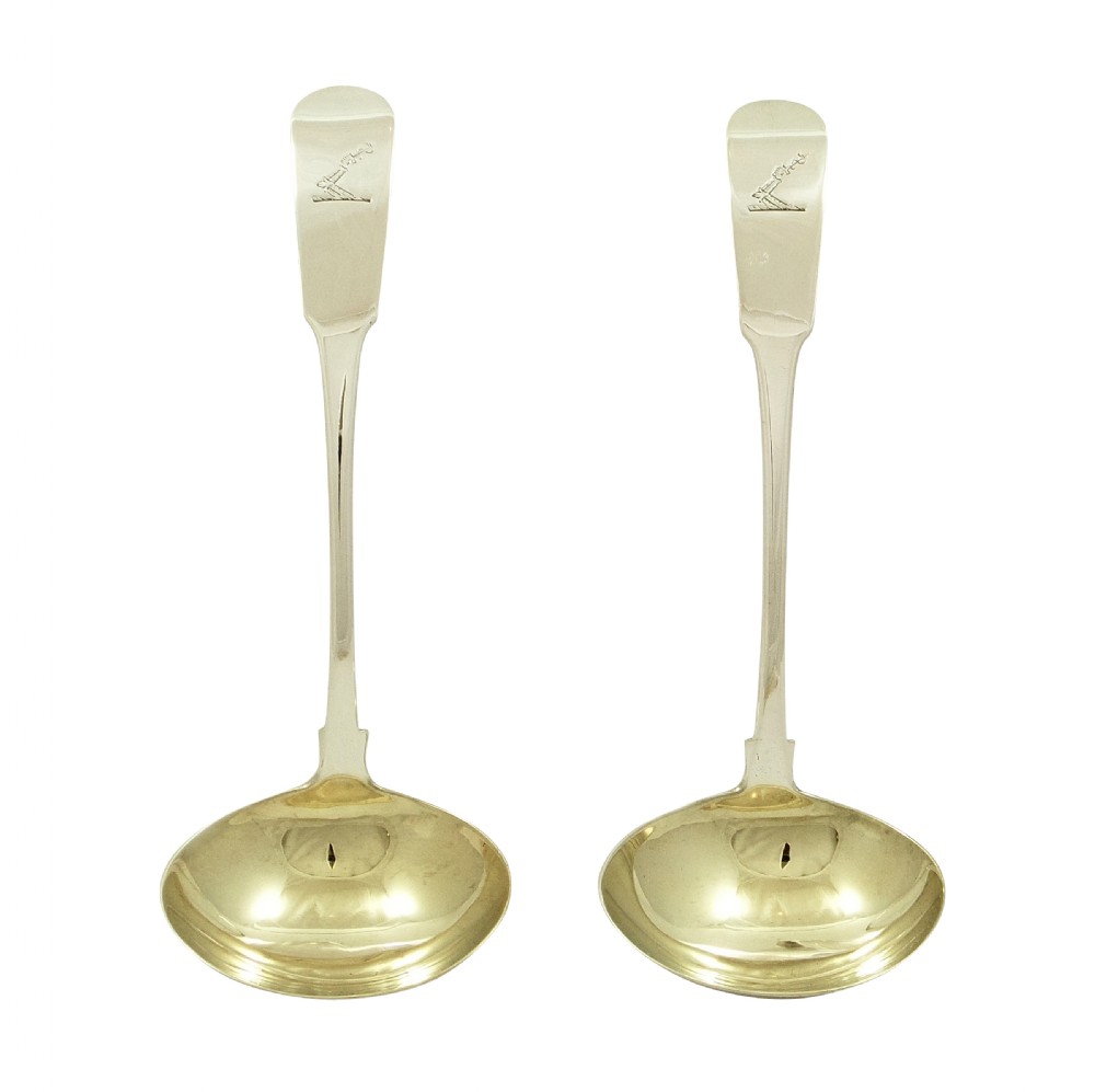 Pair of Antique Georgian Irish Silver Sauce Ladles - Dublin 1811 View VII