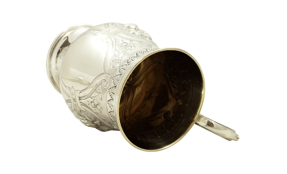 Antique Victorian Sterling Silver Christening Mug / Tankard 1875 View III