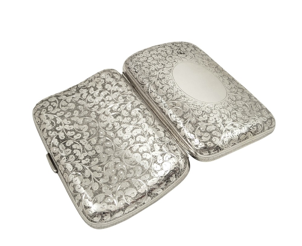 Antique Victorian Sterling Silver Cigar Case 1893 View V