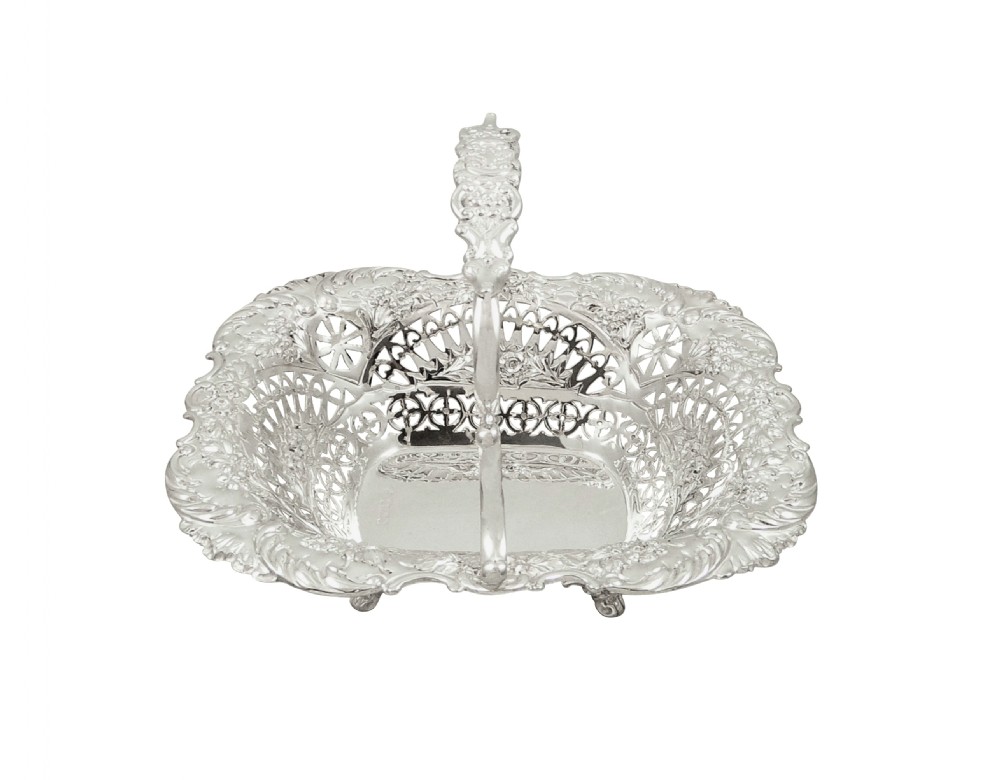 Antique Victorian Sterling Silver Basket 1894 View IV