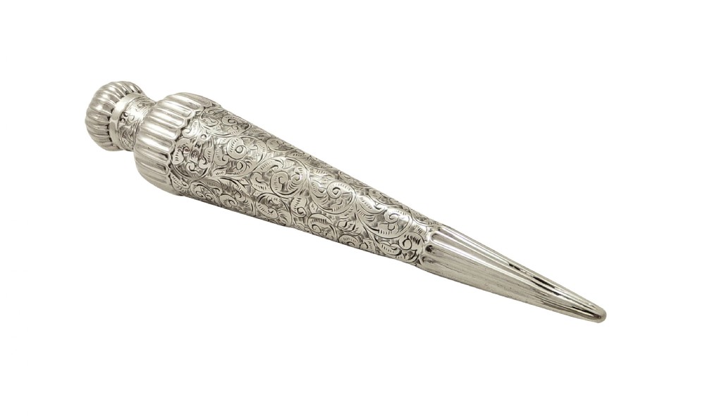Antique Victorian Sterling Silver Perfume Bottle / Flask 1885 View IV
