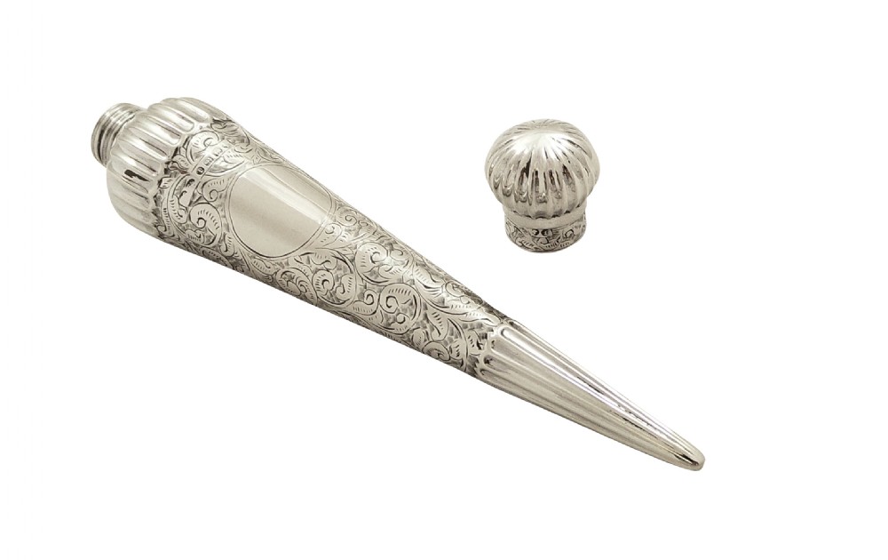 Antique Victorian Sterling Silver Perfume Bottle / Flask 1885 View VII