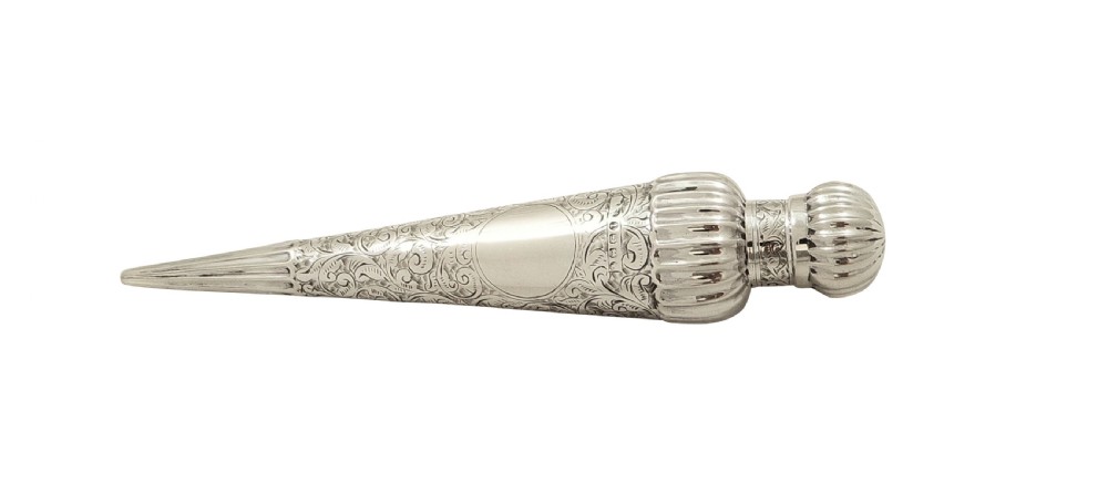 Antique Victorian Sterling Silver Perfume Bottle / Flask 1885 View IX