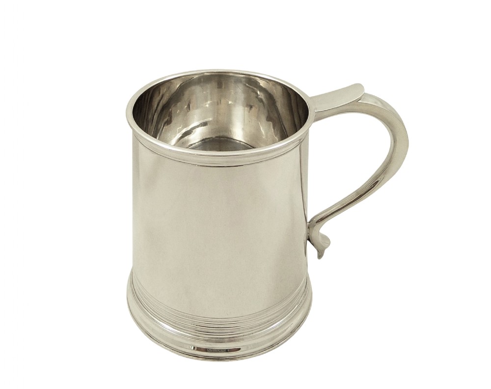 Heavy Antique Sterling Silver Pint Mug / Tankard - Mappin & Webb 1935 View V