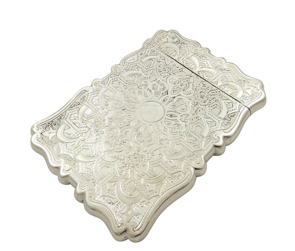 Antique Victorian Sterling Silver Card Case 1870 View VI
